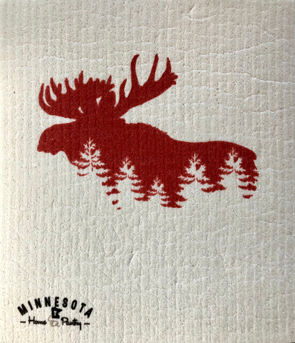 This Moose pattern is perfect for any camper, cabin and home.  Forest theme, red moose, Minnesota, North Shore, Backcountry, cleaning